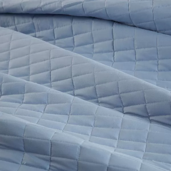 Comfort Spaces Kienna Quilt SetLuxury Double Sided Stitching Design Summer Blanket Lightweight Soft All Season Bedding Layer Matching Sham Blue Coverlet TwinTwin XL66quotx90quot 2 PieceBlue