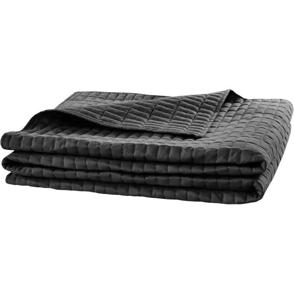 Comfort Spaces Kienna Quilt SetLuxury Double Sided Stitching Design Summer Blanket Lightweight Soft All Season Bedding Layer Matching Sham Blue Coverlet TwinTwin XL66quotx90quot 2 PieceBlack