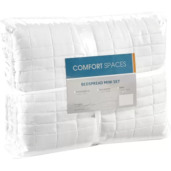 Comfort Spaces Kienna Quilt SetLuxury Double Sided Stitching Design Summer Blanket Lightweight Soft All Season Bedding Layer Matching Sham Blue Coverlet TwinTwin XL66quotx90quot 2 PieceWhite