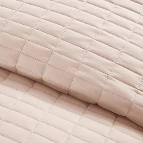 Comfort Spaces Kienna Quilt SetLuxury Double Sided Stitching Design Summer Blanket Lightweight Soft All Season Bedding Layer Matching Sham Blue Coverlet TwinTwin XL66quotx90quot 2 PieceBlush