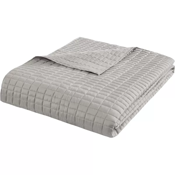 Comfort Spaces Kienna Quilt SetLuxury Double Sided Stitching Design Summer Blanket Lightweight Soft All Season Bedding Layer Matching Sham Blue Coverlet TwinTwin XL66quotx90quot 2 PieceGrey