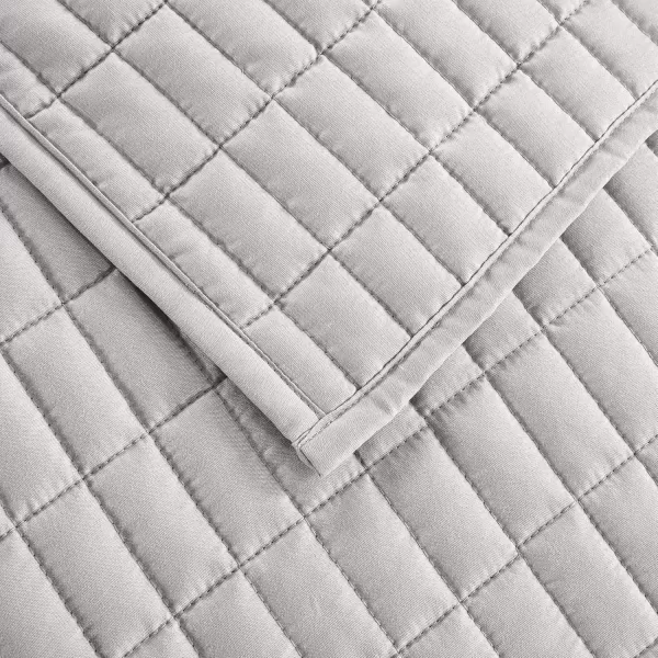 Comfort Spaces Kienna Quilt SetLuxury Double Sided Stitching Design Summer Blanket Lightweight Soft All Season Bedding Layer Matching Sham Blue Coverlet TwinTwin XL66quotx90quot 2 PieceGrey