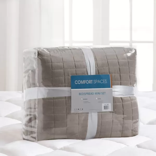 Comfort Spaces Kienna Quilt SetLuxury Double Sided Stitching Design Summer Blanket Lightweight Soft All Season Bedding Layer Matching Sham Blue Coverlet TwinTwin XL66quotx90quot 2 PieceTaupe