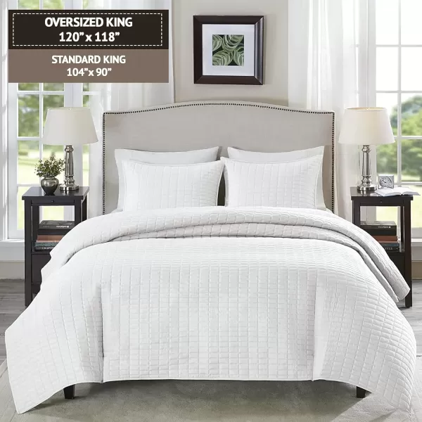 Comfort Spaces Kienna Quilt SetLuxury Double Sided Stitching Design Summer Blanket Lightweight Soft All Season Bedding Layer Matching Sham Blue Coverlet TwinTwin XL66quotx90quot 2 PieceWhite