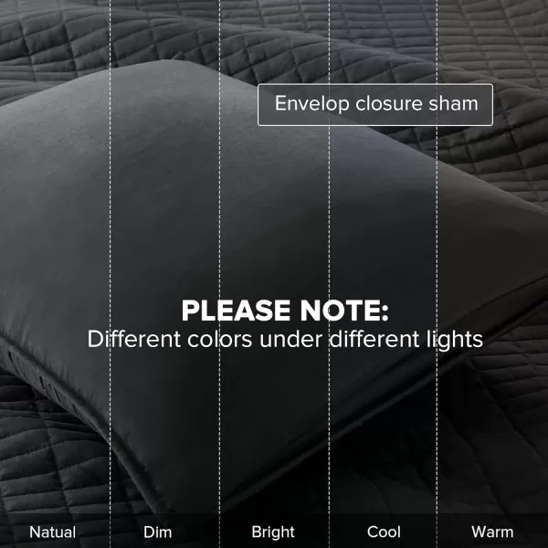 Comfort Spaces Kienna Quilt SetLuxury Double Sided Stitching Design Summer Blanket Lightweight Soft All Season Bedding Layer Matching Sham Blue Coverlet TwinTwin XL66quotx90quot 2 PieceBlack