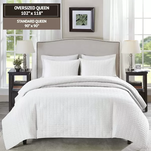 Comfort Spaces Kienna Quilt SetLuxury Double Sided Stitching Design Summer Blanket Lightweight Soft All Season Bedding Layer Matching Sham Blue Coverlet TwinTwin XL66quotx90quot 2 PieceWhite