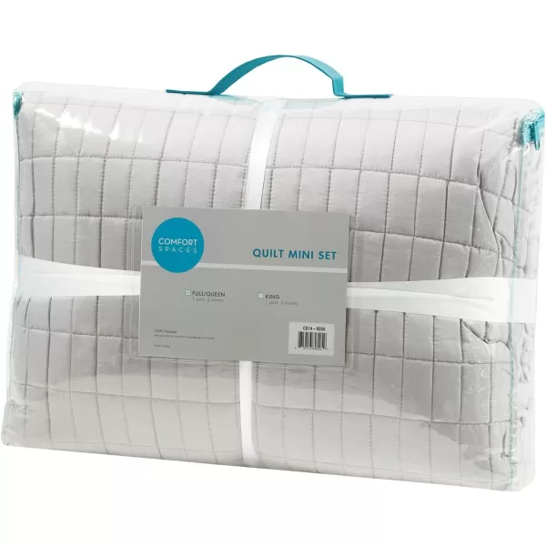 Comfort Spaces Kienna Quilt SetLuxury Double Sided Stitching Design Summer Blanket Lightweight Soft All Season Bedding Layer Matching Sham Blue Coverlet TwinTwin XL66quotx90quot 2 PieceGrey