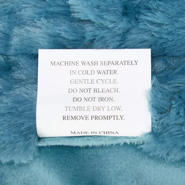 Comfort Spaces Luxurious ampamp Fuzzy Soft Ruched Faux Fur Plush Throw Blanket Set with 2 Matching Square Pillow Covers for SofaChair Couch Living Room Home Office Teal 50quotx 60quotTeal