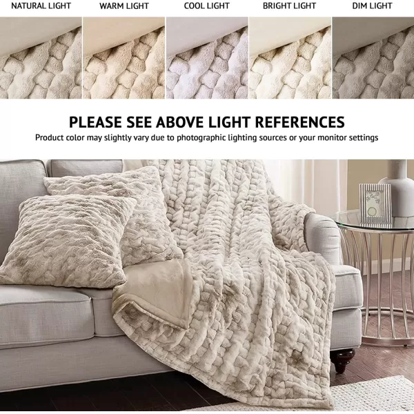 Comfort Spaces Luxurious ampamp Fuzzy Soft Ruched Faux Fur Plush Throw Blanket Set with 2 Matching Square Pillow Covers for SofaChair Couch Living Room Home Office Teal 50quotx 60quotTan Tie Dye