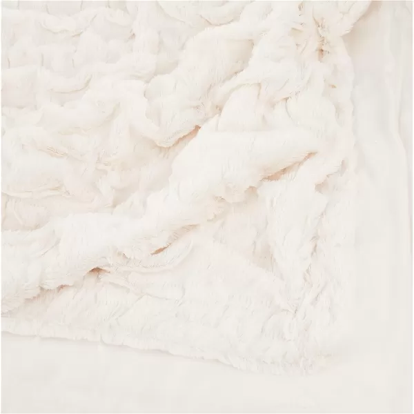 Comfort Spaces Luxurious ampamp Fuzzy Soft Ruched Faux Fur Plush Throw Blanket Set with 2 Matching Square Pillow Covers for SofaChair Couch Living Room Home Office Teal 50quotx 60quotIvory