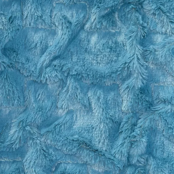 Comfort Spaces Luxurious ampamp Fuzzy Soft Ruched Faux Fur Plush Throw Blanket Set with 2 Matching Square Pillow Covers for SofaChair Couch Living Room Home Office Teal 50quotx 60quotTeal