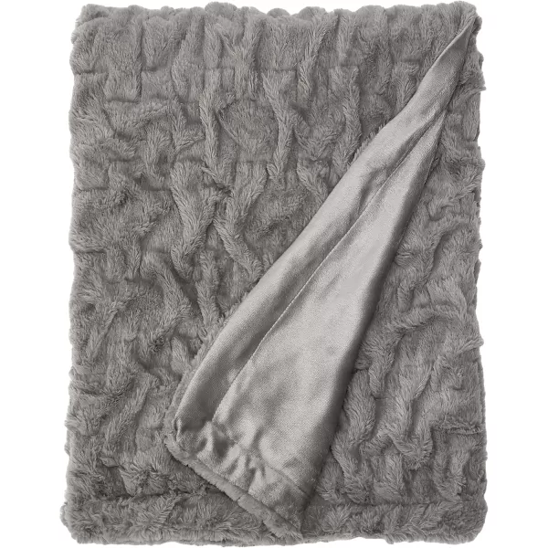 Comfort Spaces Luxurious ampamp Fuzzy Soft Ruched Faux Fur Plush Throw Blanket Set with 2 Matching Square Pillow Covers for SofaChair Couch Living Room Home Office Teal 50quotx 60quotGrey