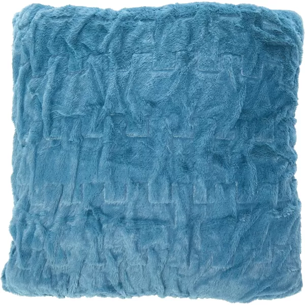 Comfort Spaces Luxurious ampamp Fuzzy Soft Ruched Faux Fur Plush Throw Blanket Set with 2 Matching Square Pillow Covers for SofaChair Couch Living Room Home Office Teal 50quotx 60quotTeal