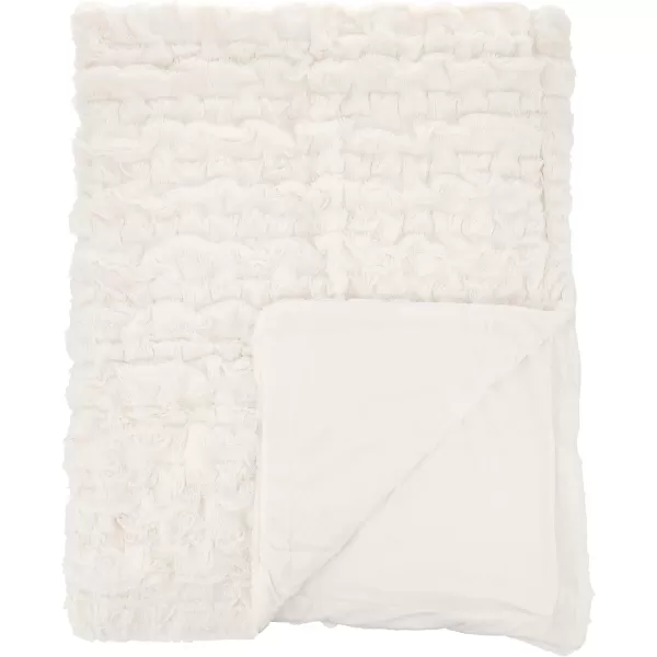 Comfort Spaces Luxurious ampamp Fuzzy Soft Ruched Faux Fur Plush Throw Blanket Set with 2 Matching Square Pillow Covers for SofaChair Couch Living Room Home Office Teal 50quotx 60quotIvory