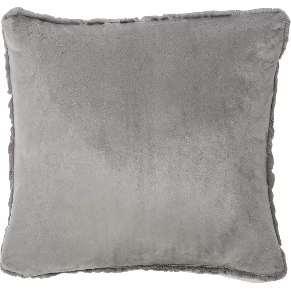 Comfort Spaces Luxurious ampamp Fuzzy Soft Ruched Faux Fur Plush Throw Blanket Set with 2 Matching Square Pillow Covers for SofaChair Couch Living Room Home Office Teal 50quotx 60quotGrey