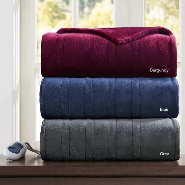 Comfort Spaces Luxury Microplush Electric Wrap Blanket Super Soft and Warm Reversible Heated Throw Poncho with Auto Shutoff 50quotx64quot GreyBlue