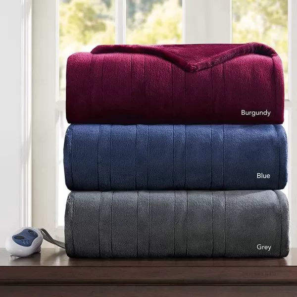 Comfort Spaces Luxury Microplush Electric Wrap Blanket Super Soft and Warm Reversible Heated Throw Poncho with Auto Shutoff 50quotx64quot GreyBurgundy