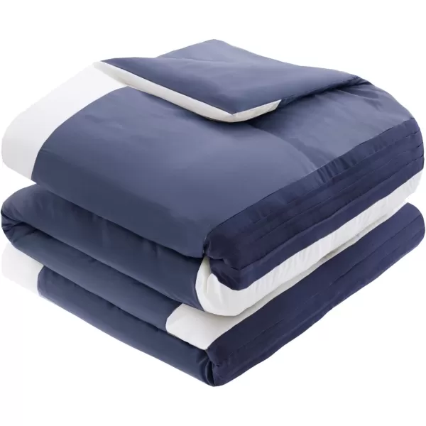 Comfort Spaces Malcom Cozy Comforter Set  Modern Trendy Design All Season Down Alternative Bedding Matching Shams Hotel Deluxe Gray QueenHotel Deluxe Navy