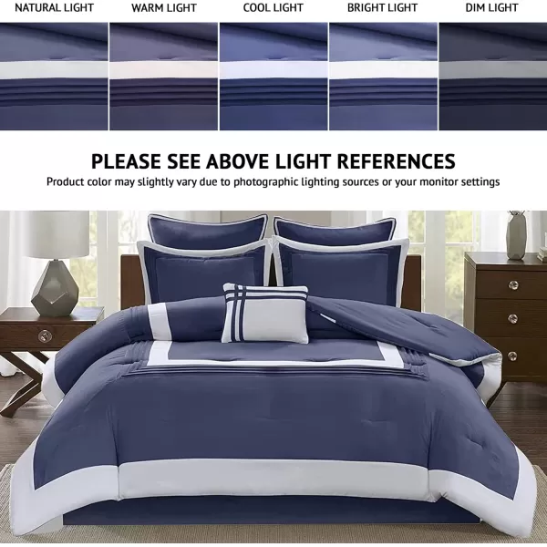 Comfort Spaces Malcom Cozy Comforter Set  Modern Trendy Design All Season Down Alternative Bedding Matching Shams Hotel Deluxe Gray QueenHotel Deluxe Navy