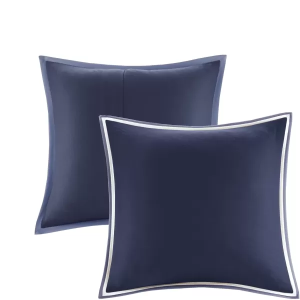Comfort Spaces Malcom Cozy Comforter Set  Modern Trendy Design All Season Down Alternative Bedding Matching Shams Hotel Deluxe Gray QueenHotel Deluxe Navy