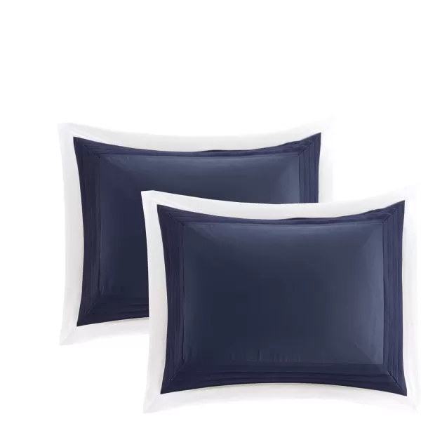 Comfort Spaces Malcom Cozy Comforter Set  Modern Trendy Design All Season Down Alternative Bedding Matching Shams Hotel Deluxe Gray QueenHotel Deluxe Navy