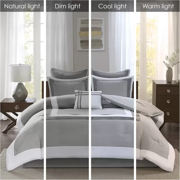 Comfort Spaces Malcom Cozy Comforter Set  Modern Trendy Design All Season Down Alternative Bedding Matching Shams Hotel Deluxe Gray QueenHotel Deluxe Gray
