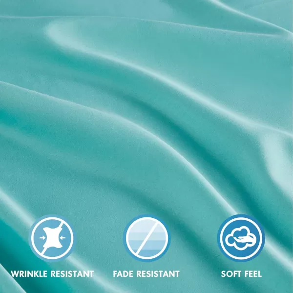 Comfort Spaces Microfiber Bed Sheets Set 14quot Deep Pocket Wrinkle Resistant All Around Elastic  YearRound Cozy Bedding Fitted Sheet ONLY Queen BlackAqua