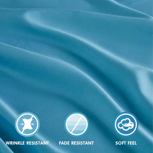 Comfort Spaces Microfiber Bed Sheets Set 14quot Deep Pocket Wrinkle Resistant All Around Elastic  YearRound Cozy Bedding Fitted Sheet ONLY Queen BlackTeal