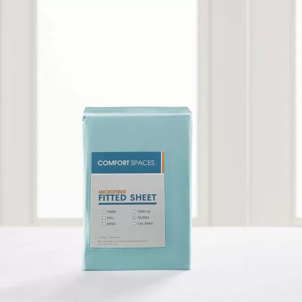 Comfort Spaces Microfiber Bed Sheets Set 14quot Deep Pocket Wrinkle Resistant All Around Elastic  YearRound Cozy Bedding Fitted Sheet ONLY Queen BlackAqua