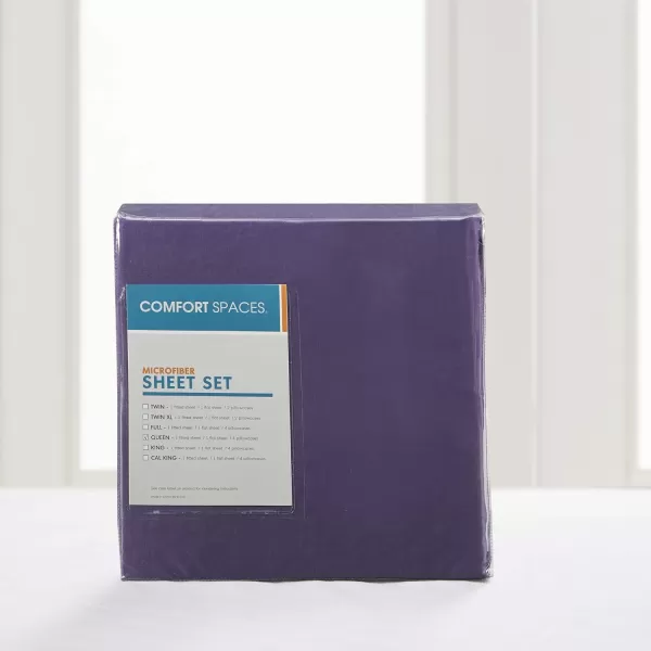 Comfort Spaces Microfiber Bed Sheets Set 14quot Deep Pocket Wrinkle Resistant All Around Elastic  YearRound Cozy Bedding Fitted Sheet ONLY Queen BlackViolet