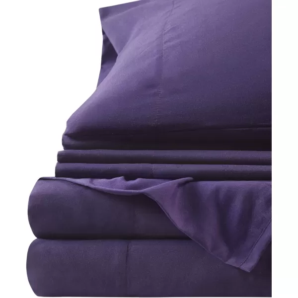 Comfort Spaces Microfiber Bed Sheets Set 14quot Deep Pocket Wrinkle Resistant All Around Elastic  YearRound Cozy Bedding Fitted Sheet ONLY Queen BlackViolet