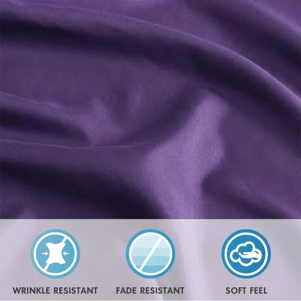 Comfort Spaces Microfiber Bed Sheets Set 14quot Deep Pocket Wrinkle Resistant All Around Elastic  YearRound Cozy Bedding Fitted Sheet ONLY Queen BlackViolet