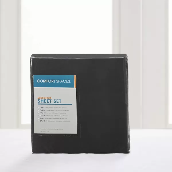 Comfort Spaces Microfiber Bed Sheets Set 14quot Deep Pocket Wrinkle Resistant All Around Elastic  YearRound Cozy Bedding Fitted Sheet ONLY Queen BlackBlack