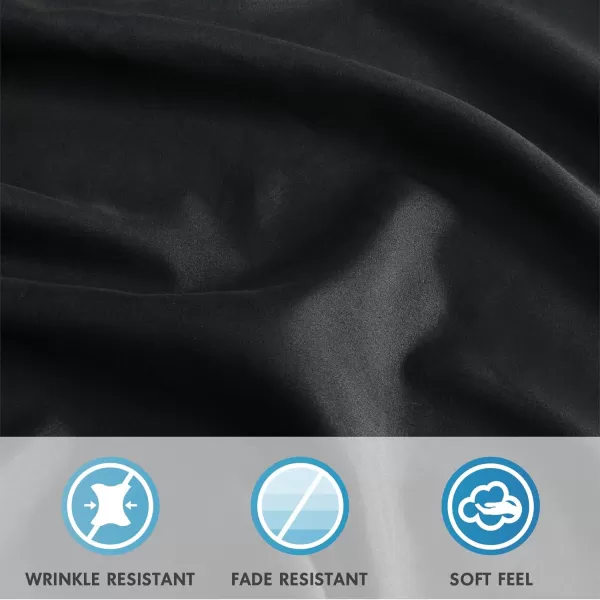 Comfort Spaces Microfiber Bed Sheets Set 14quot Deep Pocket Wrinkle Resistant All Around Elastic  YearRound Cozy Bedding Fitted Sheet ONLY Queen BlackBlack