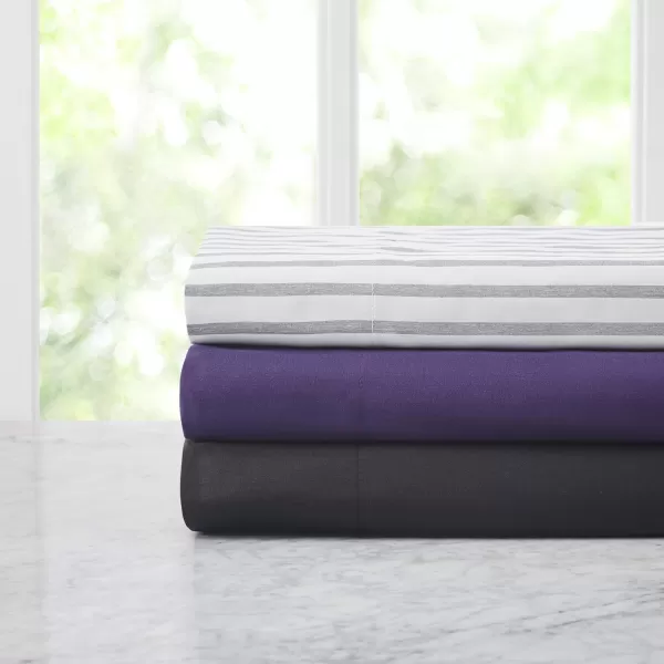 Comfort Spaces Microfiber Bed Sheets Set 14quot Deep Pocket Wrinkle Resistant All Around Elastic  YearRound Cozy Bedding Fitted Sheet ONLY Queen BlackGrey Stripe