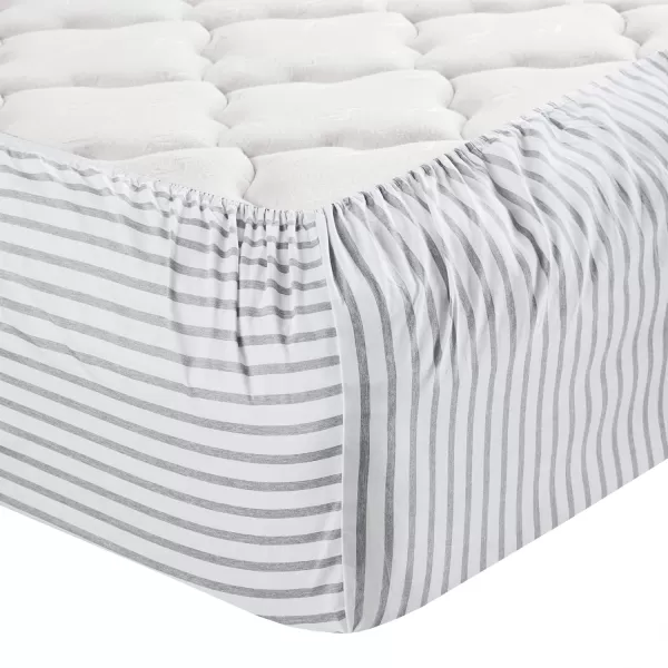 Comfort Spaces Microfiber Bed Sheets Set 14quot Deep Pocket Wrinkle Resistant All Around Elastic  YearRound Cozy Bedding Fitted Sheet ONLY Queen BlackGrey Stripe