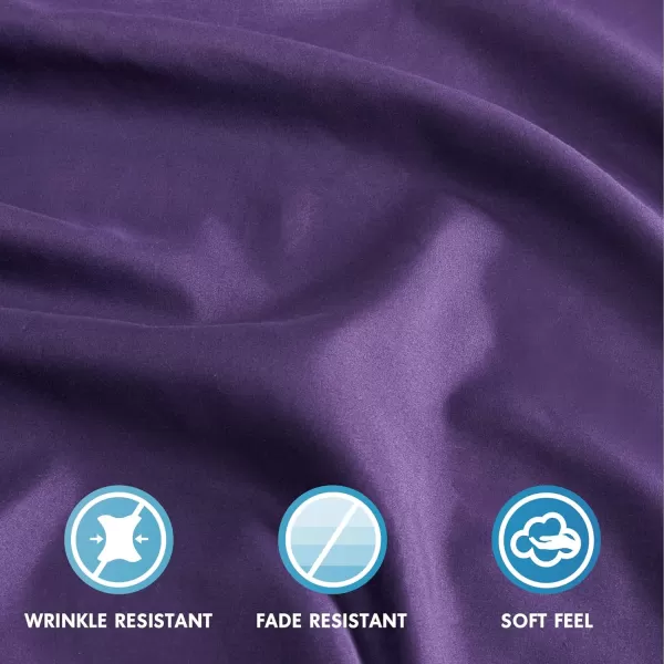 Comfort Spaces Microfiber Bed Sheets Set 14quot Deep Pocket Wrinkle Resistant All Around Elastic  YearRound Cozy Bedding Fitted Sheet ONLY Queen BlackViolet