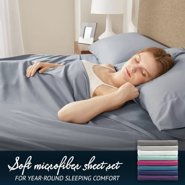 Comfort Spaces Microfiber Bed Sheets Set 14quot Deep Pocket Wrinkle Resistant All Around Elastic  YearRound Cozy Bedding Fitted Sheet ONLY Queen BlackViolet