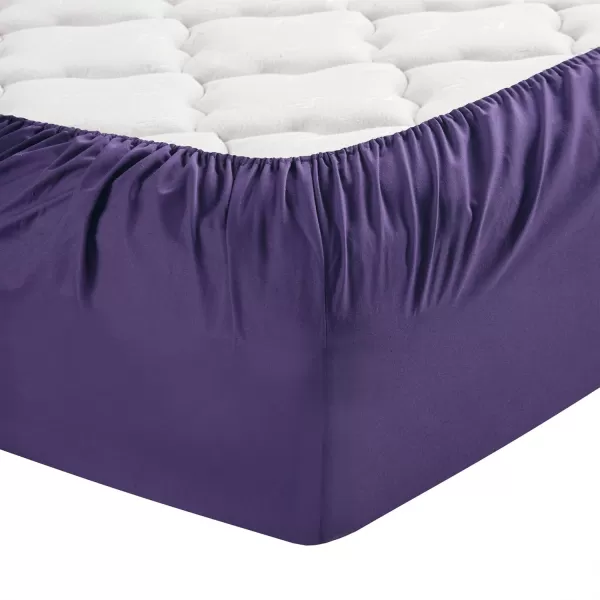 Comfort Spaces Microfiber Bed Sheets Set 14quot Deep Pocket Wrinkle Resistant All Around Elastic  YearRound Cozy Bedding Fitted Sheet ONLY Queen BlackViolet