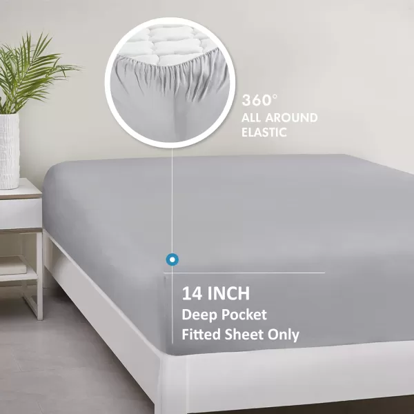 Comfort Spaces Microfiber Bed Sheets Set 14quot Deep Pocket Wrinkle Resistant All Around Elastic  YearRound Cozy Bedding Fitted Sheet ONLY Queen BlackLight Grey