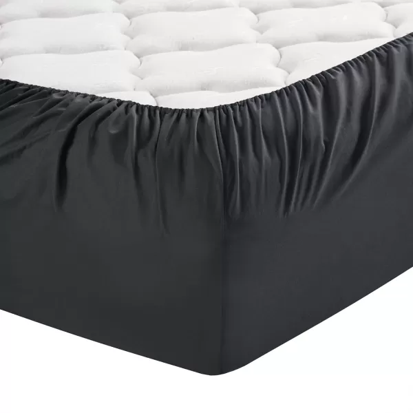 Comfort Spaces Microfiber Bed Sheets Set 14quot Deep Pocket Wrinkle Resistant All Around Elastic  YearRound Cozy Bedding Fitted Sheet ONLY Queen BlackBlack