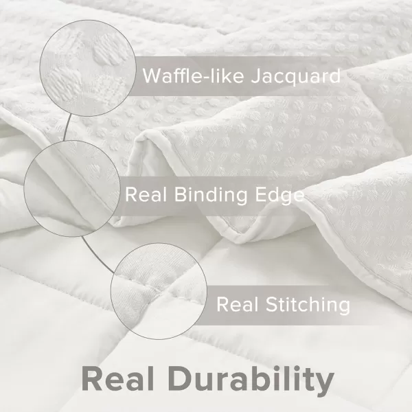 Comfort Spaces Neutral Queen Quilt Set  3 Pieces Breathable Waffle Weave Quilt Sets with Piping Border Modern Farmhouse Cottage Coverlet ampamp Sham All Season Microfiber Queen Bed Set FullQueenWhite