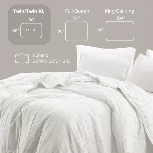 Comfort Spaces Neutral Queen Quilt Set  3 Pieces Breathable Waffle Weave Quilt Sets with Piping Border Modern Farmhouse Cottage Coverlet ampamp Sham All Season Microfiber Queen Bed Set FullQueenWhite