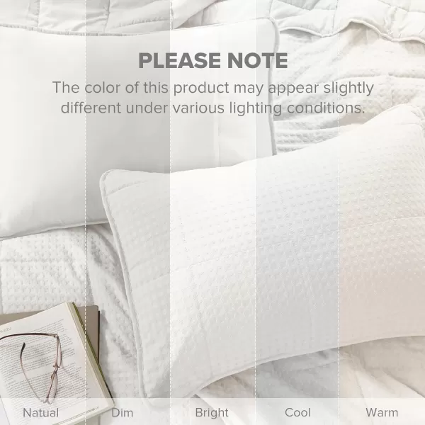 Comfort Spaces Neutral Queen Quilt Set  3 Pieces Breathable Waffle Weave Quilt Sets with Piping Border Modern Farmhouse Cottage Coverlet ampamp Sham All Season Microfiber Queen Bed Set FullQueenWhite