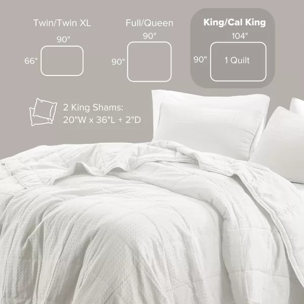 Comfort Spaces Neutral Queen Quilt Set  3 Pieces Breathable Waffle Weave Quilt Sets with Piping Border Modern Farmhouse Cottage Coverlet ampamp Sham All Season Microfiber Queen Bed Set FullQueenWhite