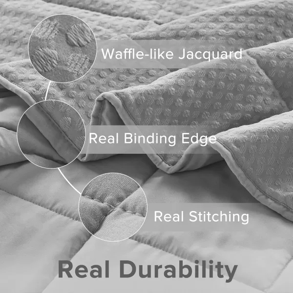Comfort Spaces Neutral Queen Quilt Set  3 Pieces Breathable Waffle Weave Quilt Sets with Piping Border Modern Farmhouse Cottage Coverlet ampamp Sham All Season Microfiber Queen Bed Set FullQueenGray