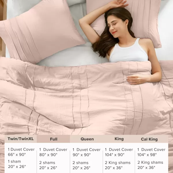 Comfort Spaces Olive Green Queen Size Duvet Cover Set  3pc Pintuck Pleated Duvet Cover Queen All Season Lightweight Extra Softness PreWashed Microfiber Queen Bed Cover Shams QueenBlush No Comforter