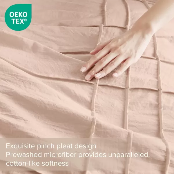 Comfort Spaces Olive Green Queen Size Duvet Cover Set  3pc Pintuck Pleated Duvet Cover Queen All Season Lightweight Extra Softness PreWashed Microfiber Queen Bed Cover Shams QueenBlush No Comforter