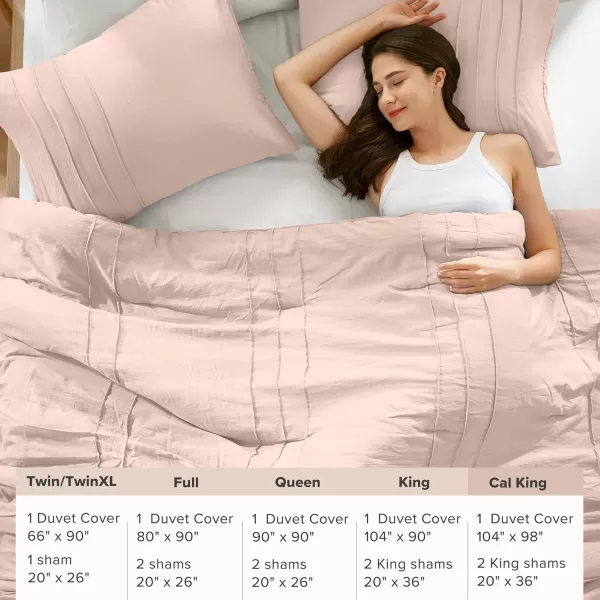 Comfort Spaces Olive Green Queen Size Duvet Cover Set  3pc Pintuck Pleated Duvet Cover Queen All Season Lightweight Extra Softness PreWashed Microfiber Queen Bed Cover Shams QueenBlush No Comforter