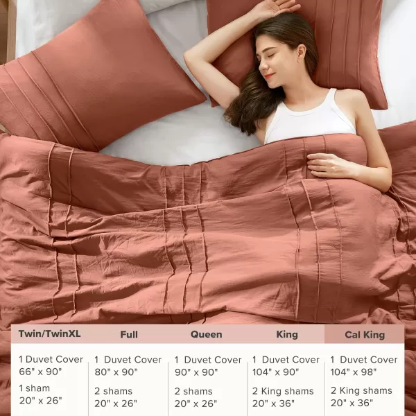 Comfort Spaces Olive Green Queen Size Duvet Cover Set  3pc Pintuck Pleated Duvet Cover Queen All Season Lightweight Extra Softness PreWashed Microfiber Queen Bed Cover Shams QueenClay No Comforter